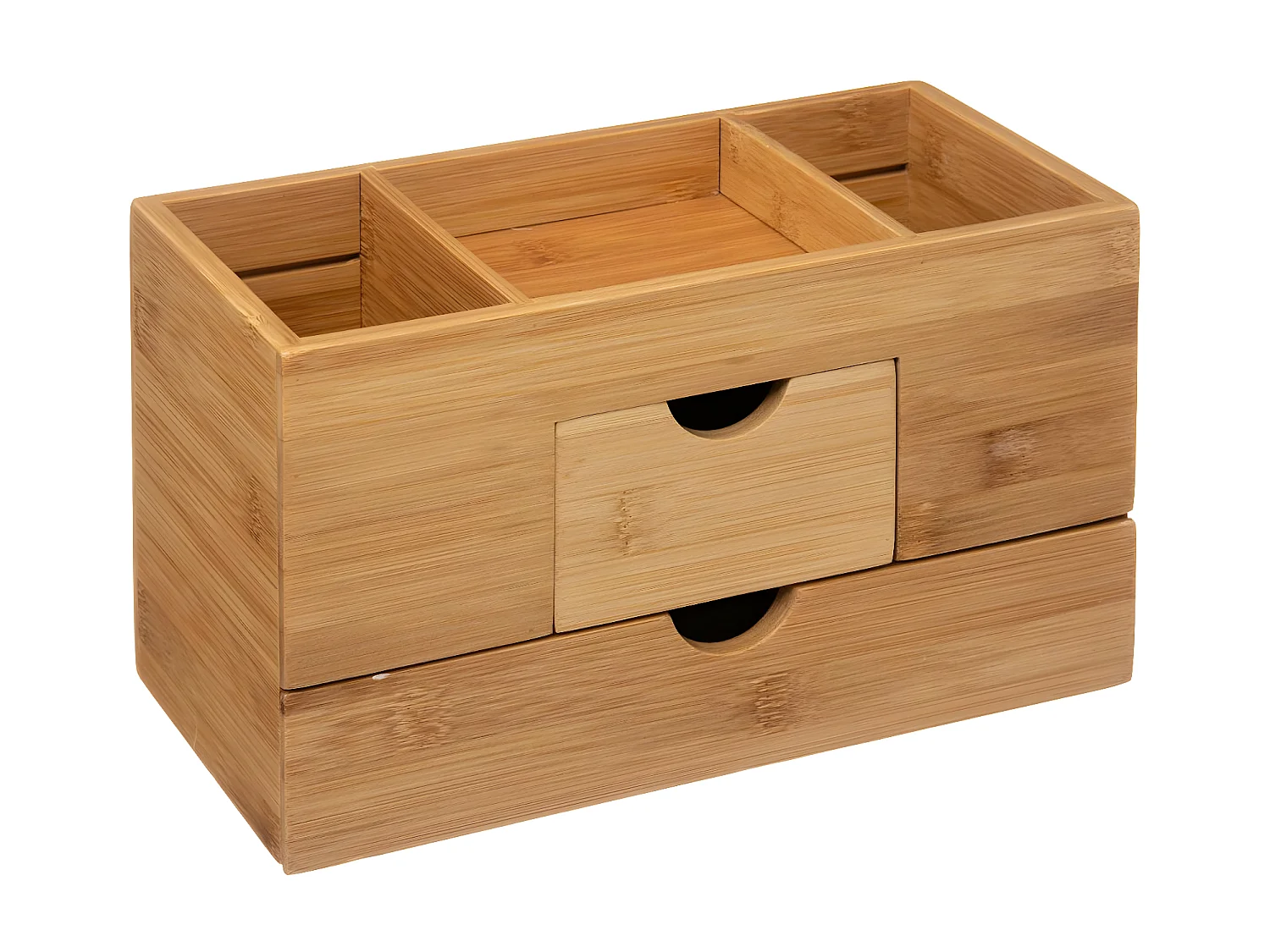 Organiseur de salle de bain Rangement maquillage 2 tiroirs en Bambou