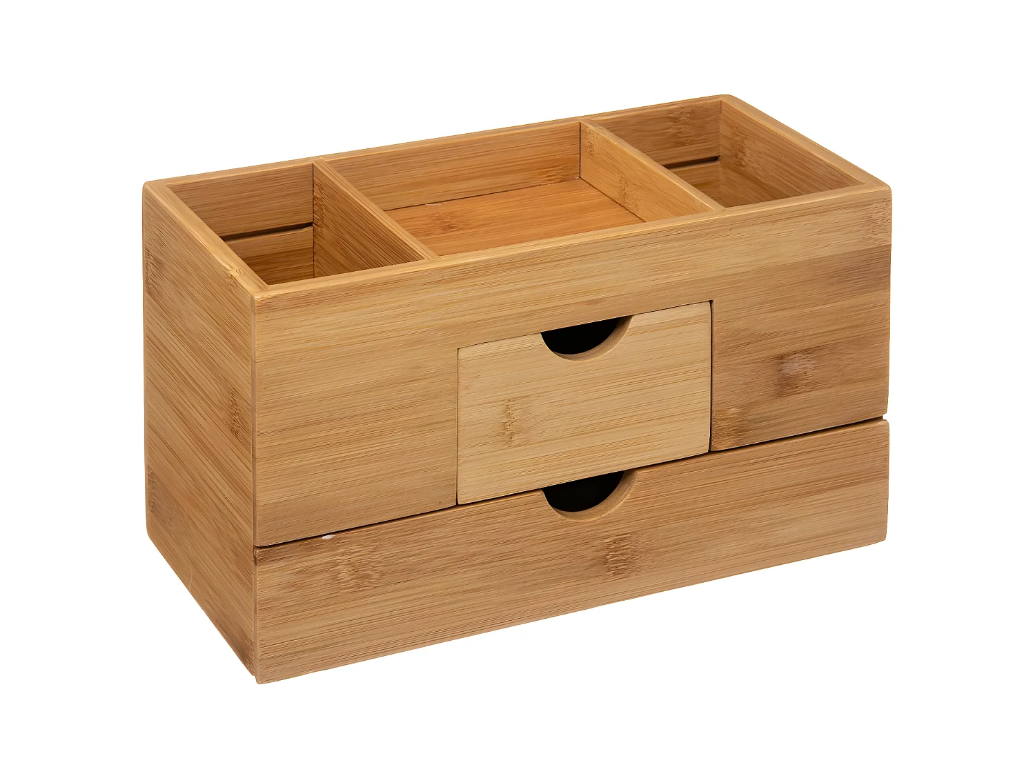 Organiseur de salle de bain Rangement maquillage 2 tiroirs en Bambou