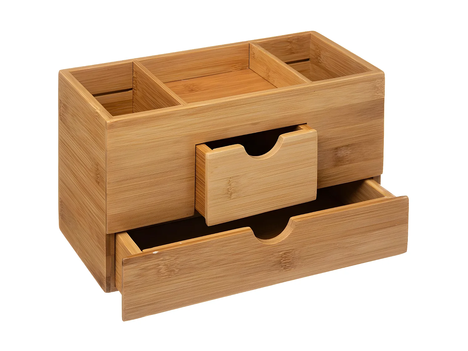 Organiseur de salle de bain Rangement maquillage 2 tiroirs en Bambou