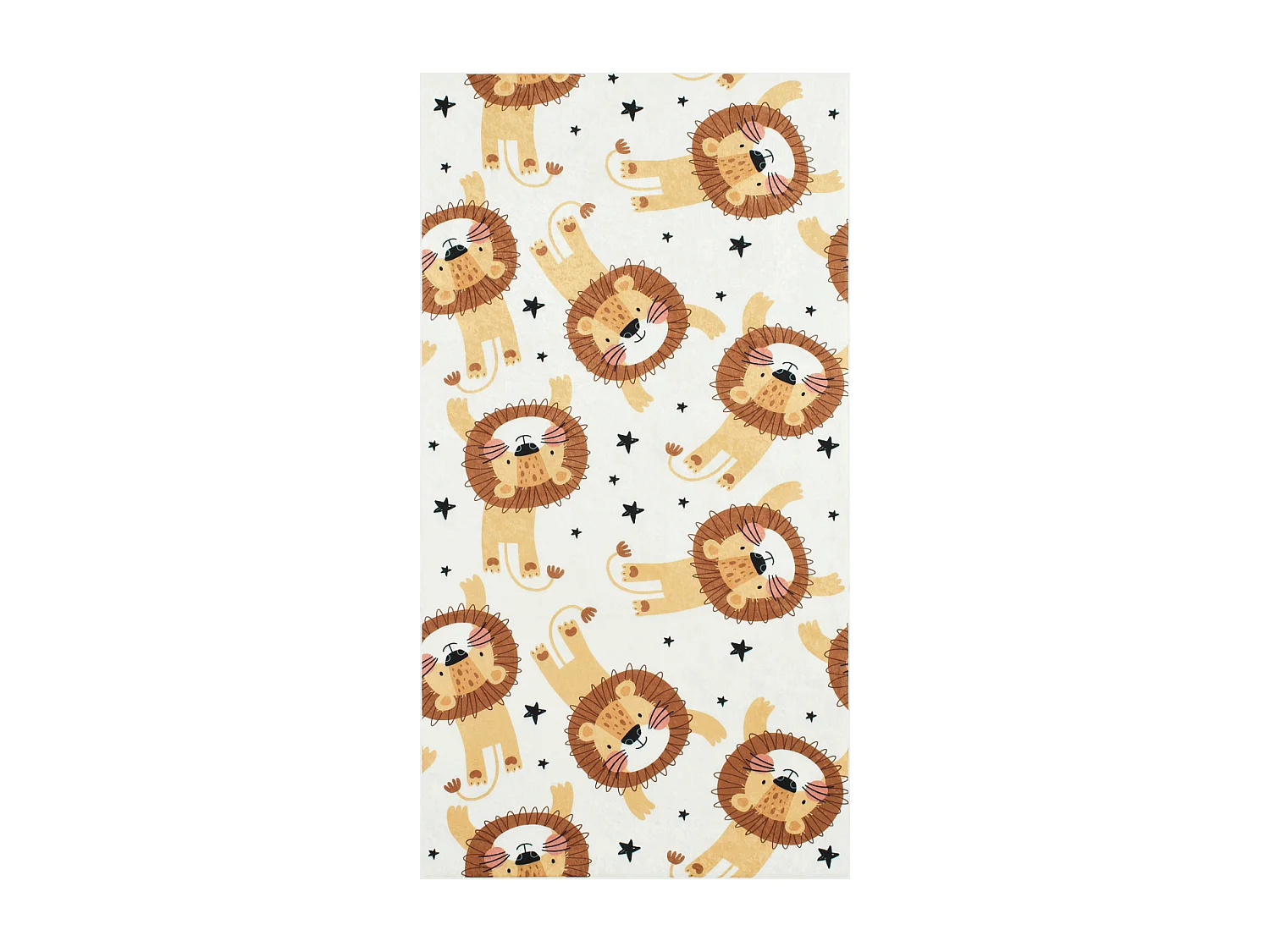 Tapis enfant 80x150 tissé marron et jaune motif animaux CELESTA 2