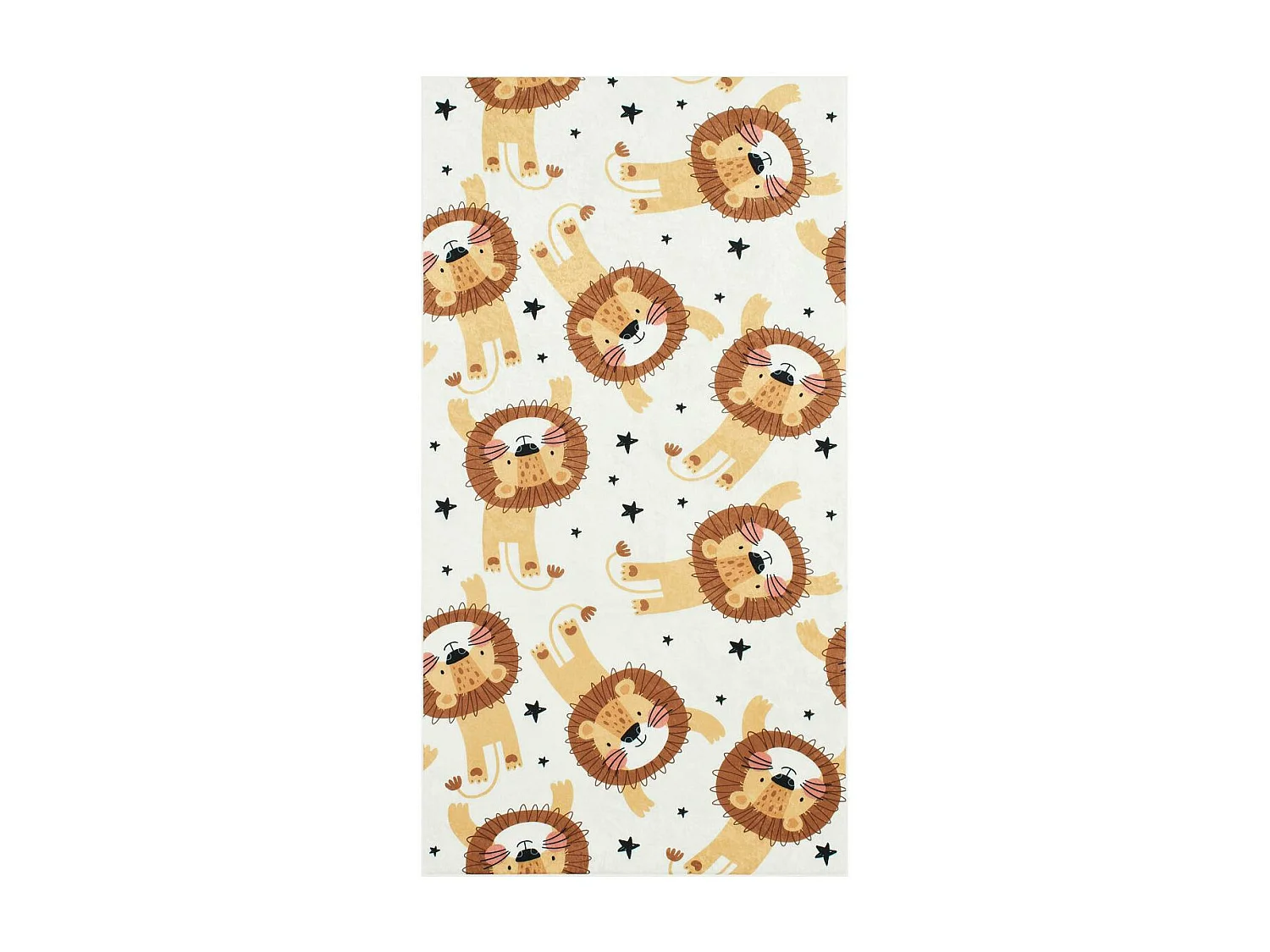 Tapis enfant 80x150 tissé marron et jaune motif animaux CELESTA 2