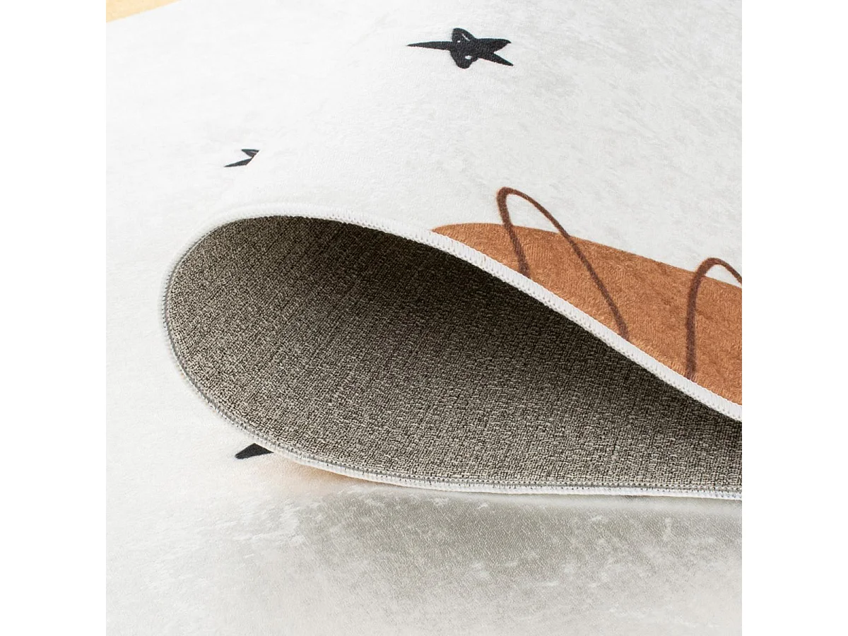 Tapis enfant 80x150 tissé marron et jaune motif animaux CELESTA 2