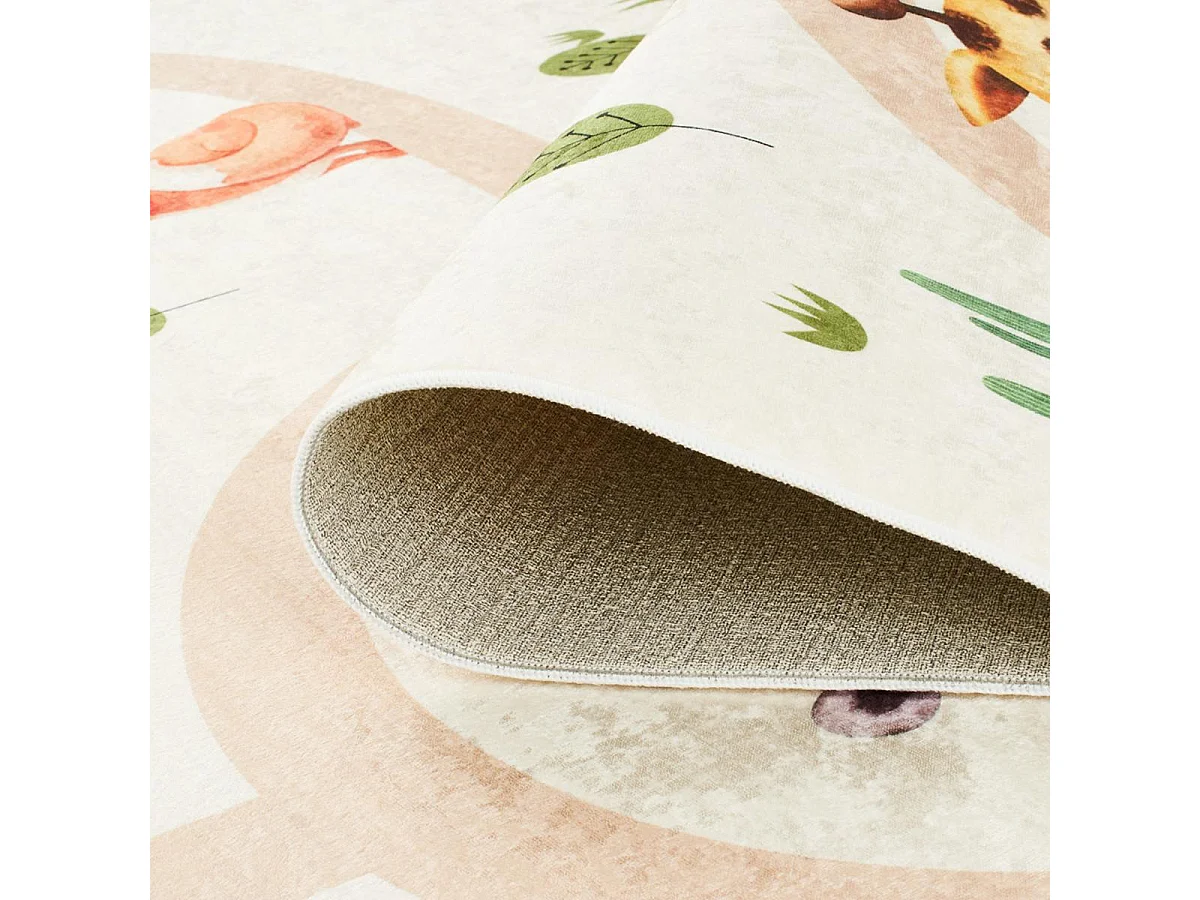 Tapis enfant 120x160 rectangle tissé crème motif animaux CELESTA