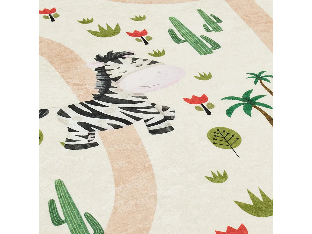 Tapis enfant 120x160 rectangle tissé crème motif animaux CELESTA