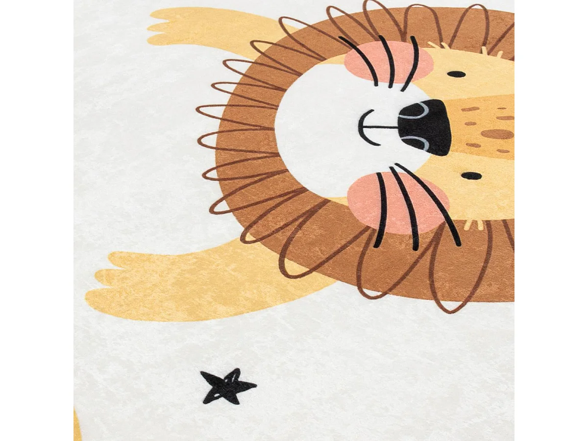 Tapis enfant 120x160 tissé marron et jaune motif animaux CELESTA 2