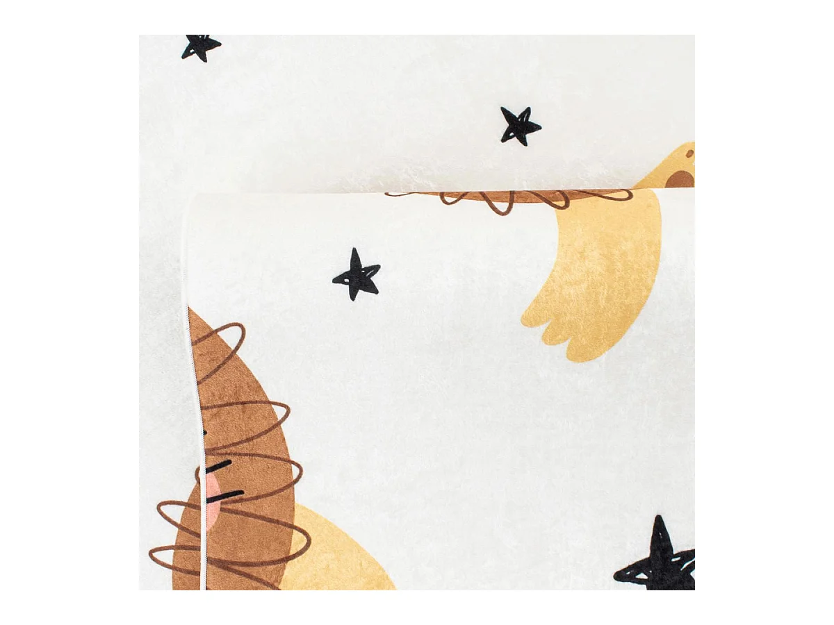 Tapis enfant 160x230 tissé marron et jaune motif animaux CELESTA 2