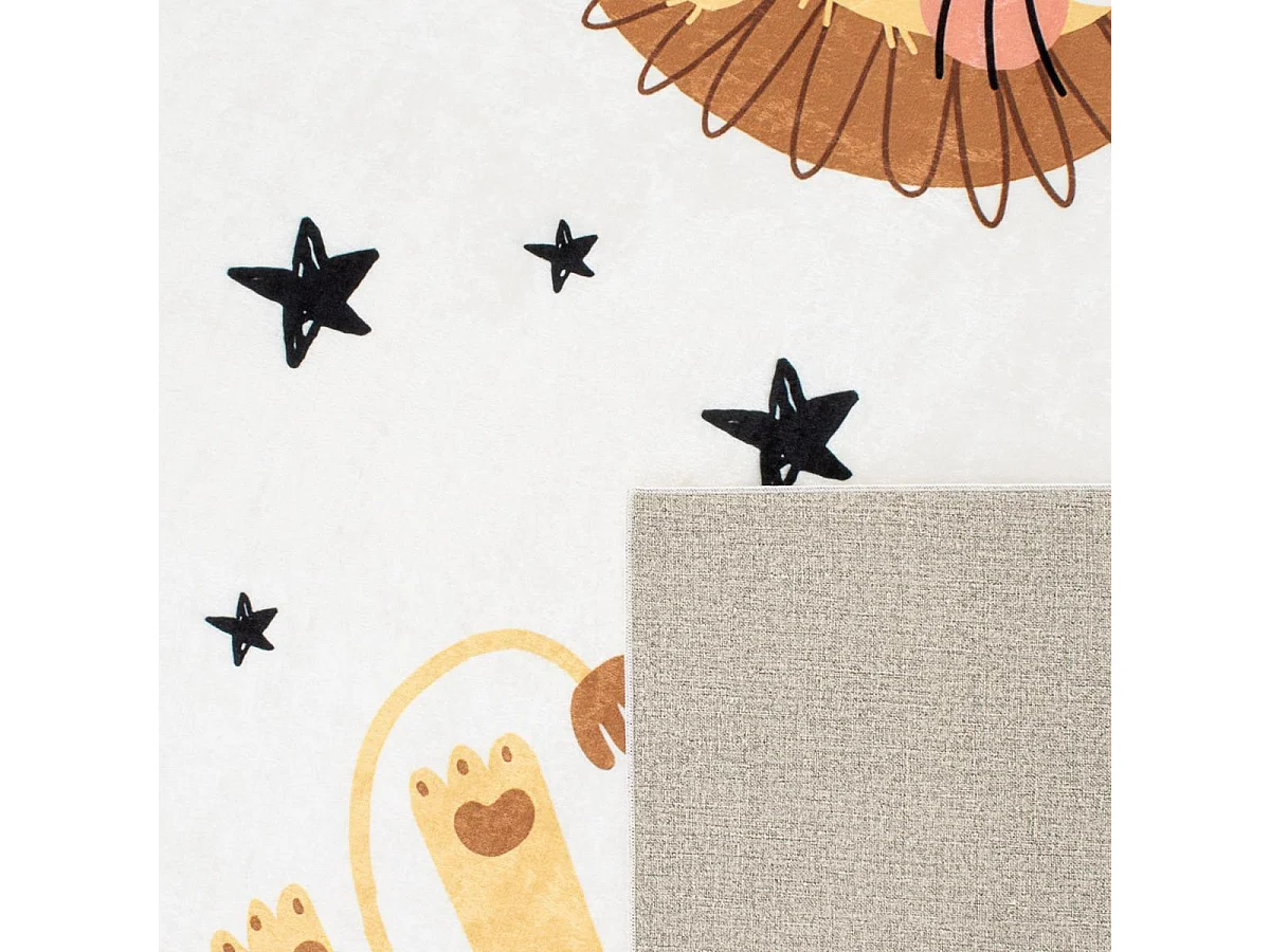 Tapis enfant 160x230 tissé marron et jaune motif animaux CELESTA 2