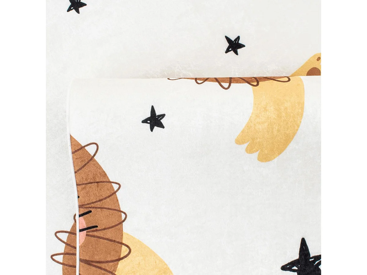 Tapis enfant 160x230 tissé marron et jaune motif animaux CELESTA 2