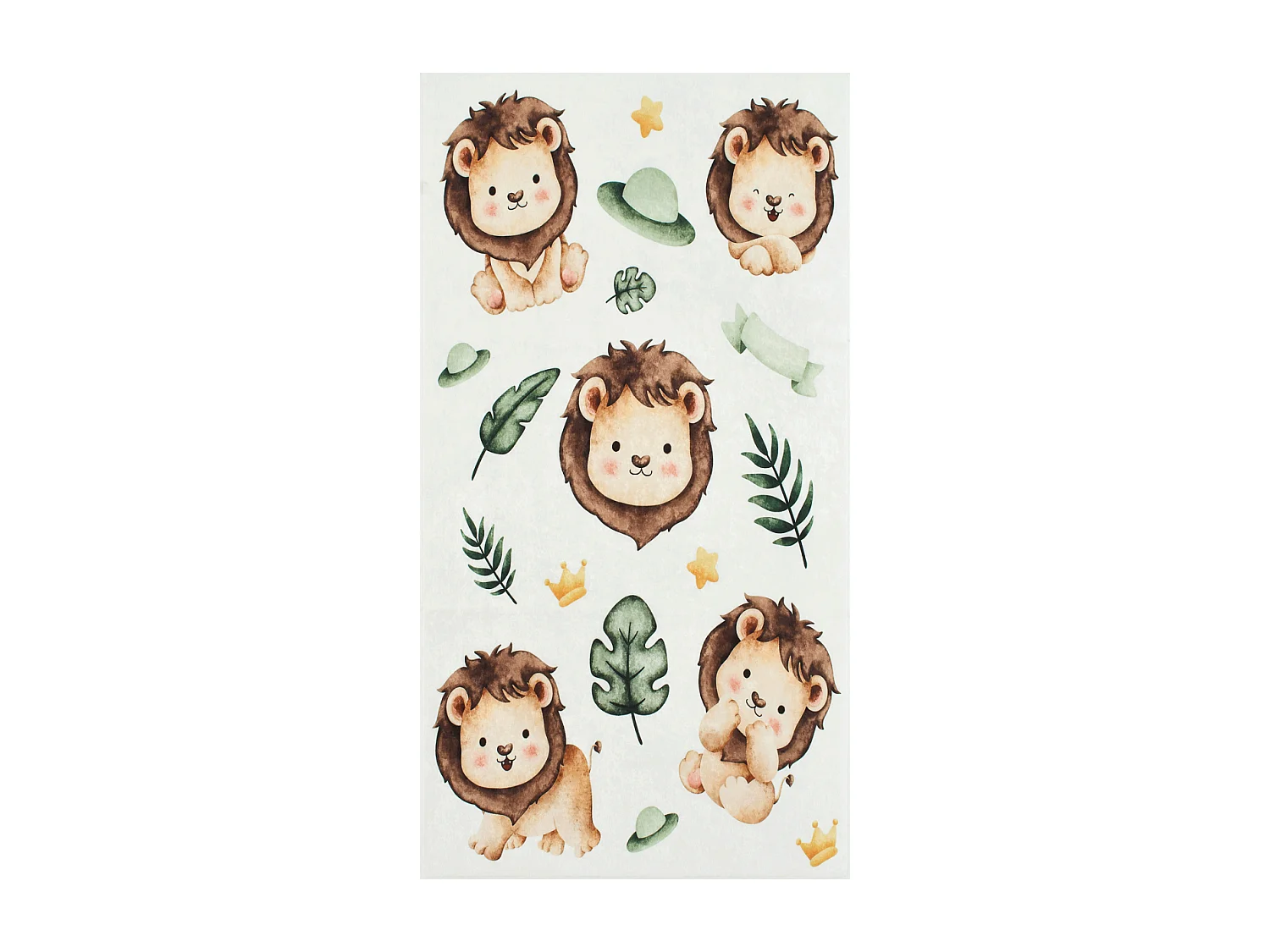 Tapis enfant 80x150 rectangle tissé crème motif animaux CELESTA 1