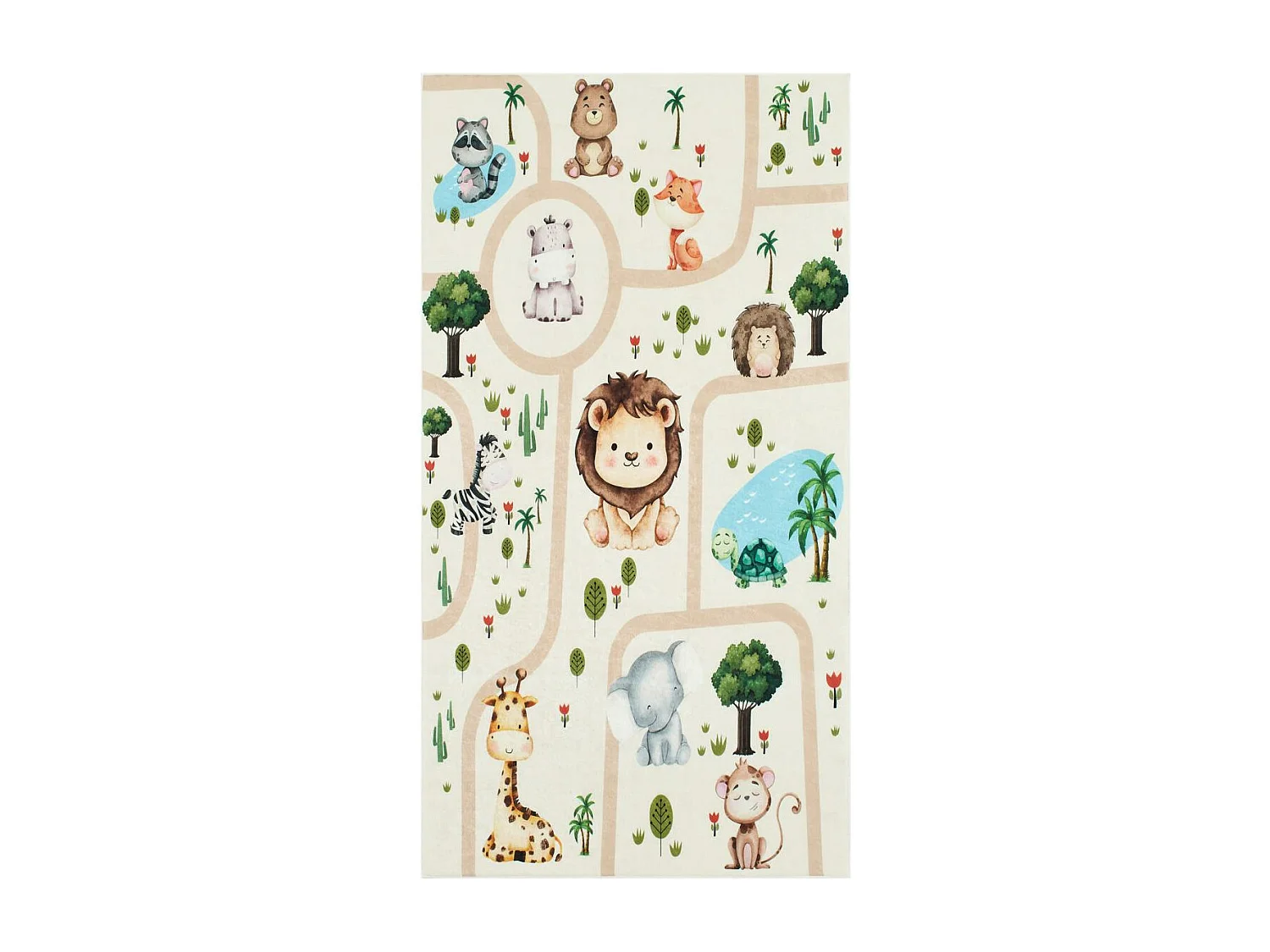 Tapis enfant 160x230 rectangle tissé crème motif animaux CELESTA