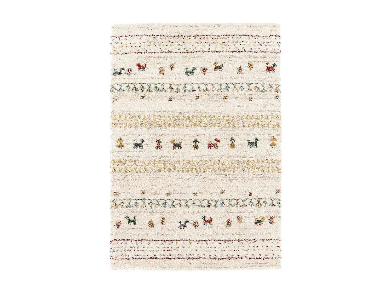 Tapis shaggy 120x170 rectangle tissé crème motif berbère AMORE 3