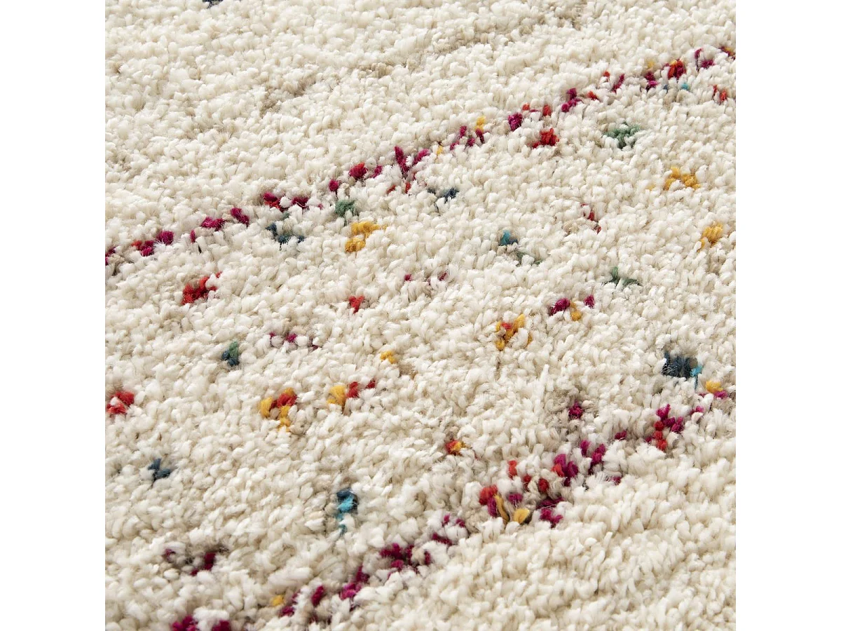 Tapis shaggy 120x170 rectangle tissé crème motif berbère AMORE 3