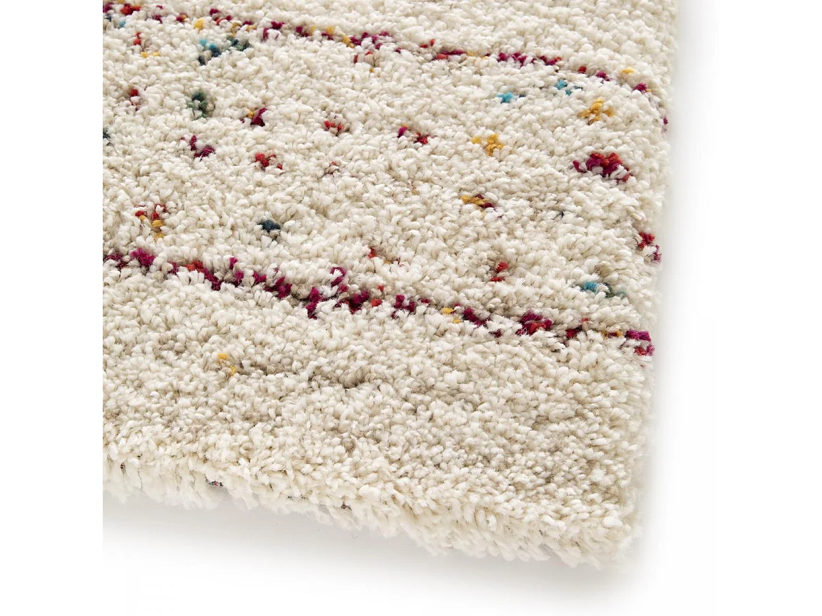 Tapis shaggy 120x170 rectangle tissé crème motif berbère AMORE 3