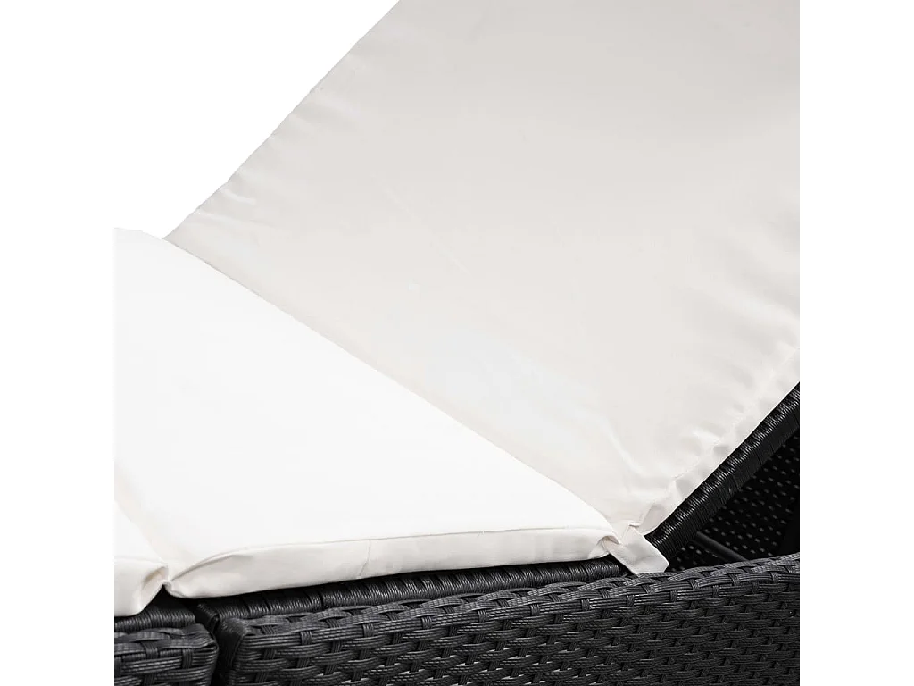 Tumbona tumbona para tomar el sol cama de jardín terraza muebles de exterior con cojín de resina tejido negro 02_0012523