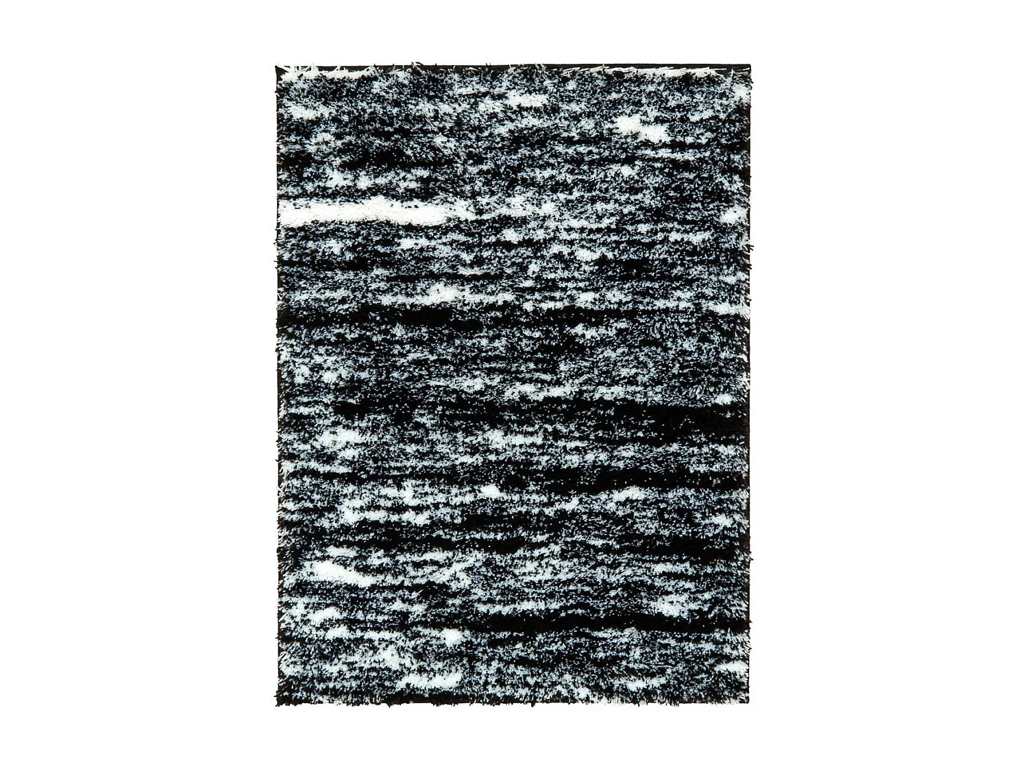 Tapis shaggy 80x300 rectangle tissé noir et blanc motif faux uni EMBER