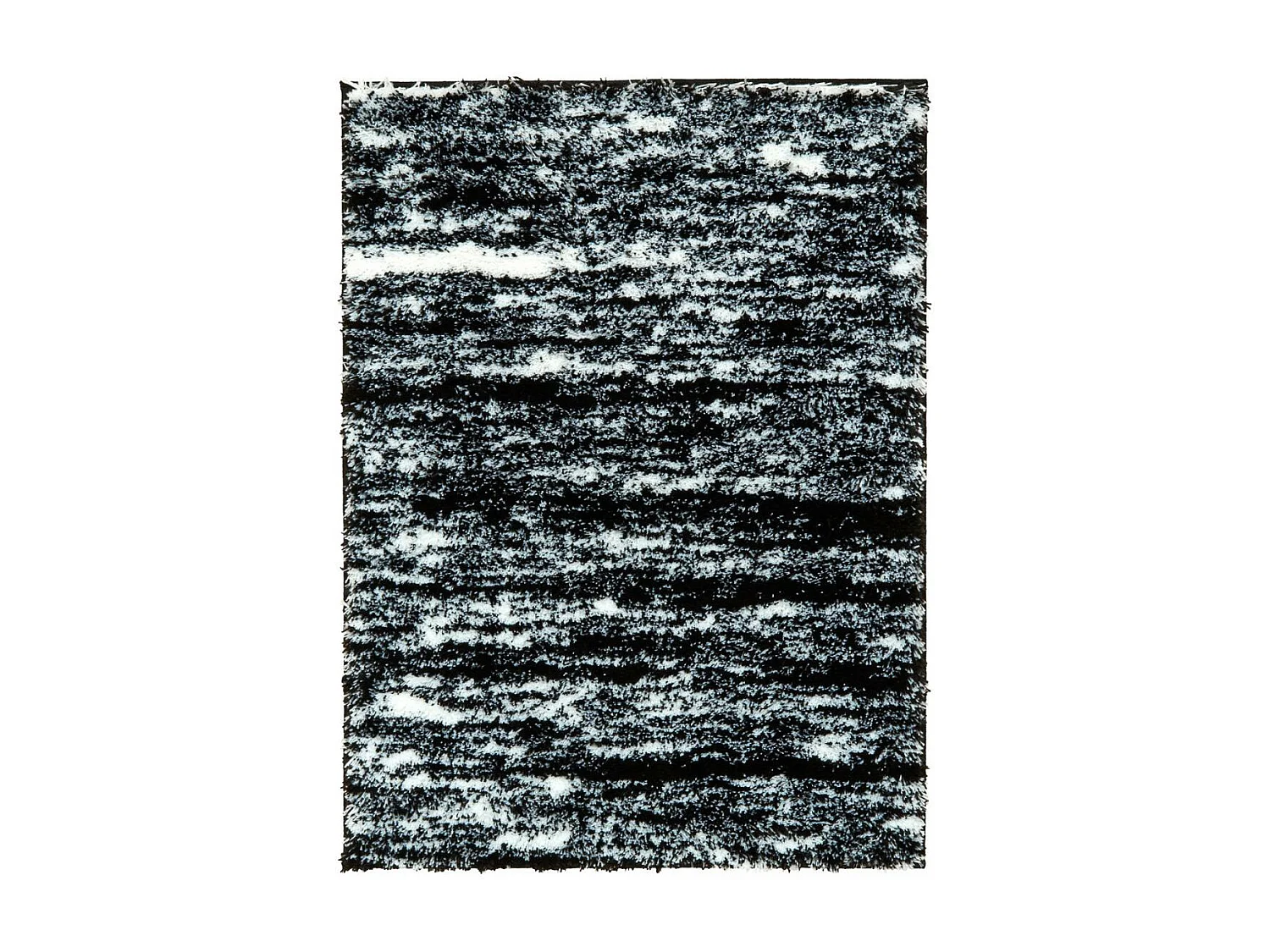 Tapis shaggy 67x180 rectangle tissé noir et blanc motif faux uni EMBER