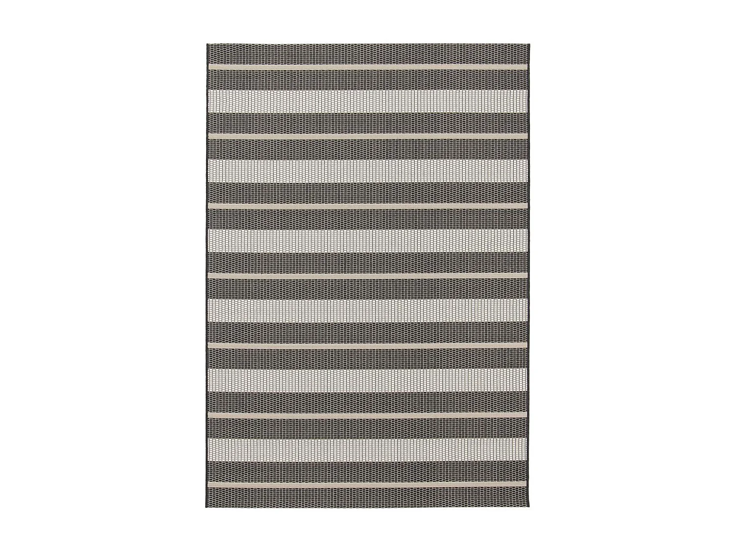 Tapis extérieur 200x290 tissé kilim noir et crème ENANTA 1