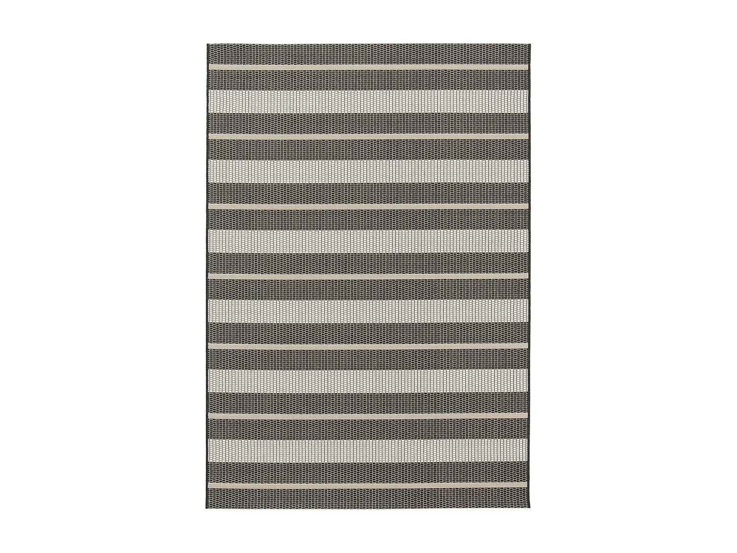 Tapis extérieur 200x290 tissé kilim noir et crème ENANTA 1