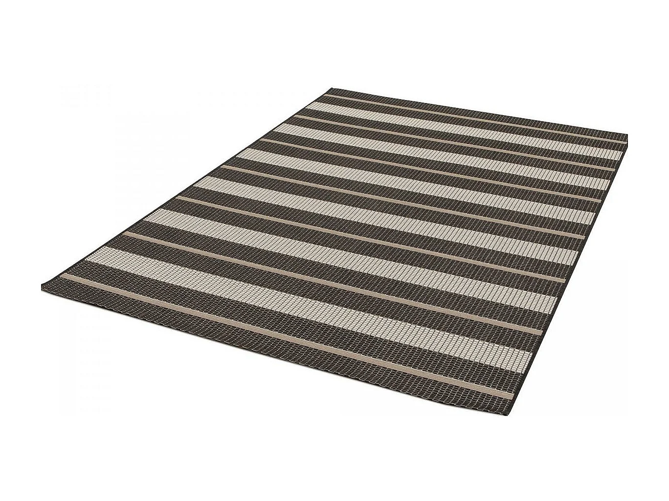 Tapis extérieur 200x290 tissé kilim noir et crème ENANTA 1