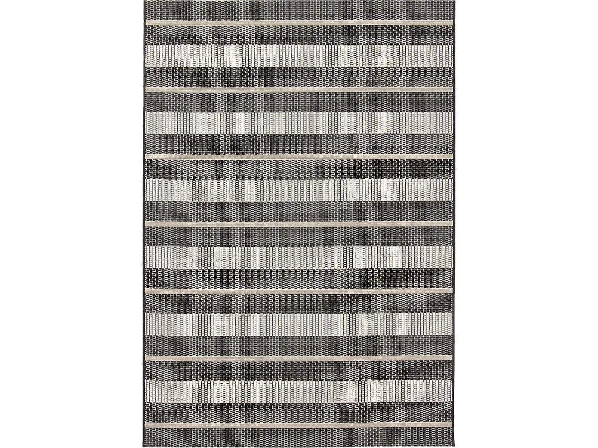 Tapis extérieur 200x290 tissé kilim noir et crème ENANTA 1