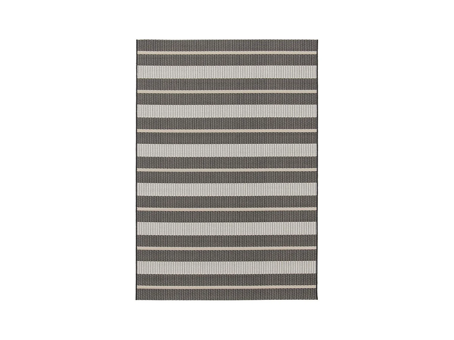 Tapis extérieur 200x290 tissé kilim noir et crème ENANTA 1