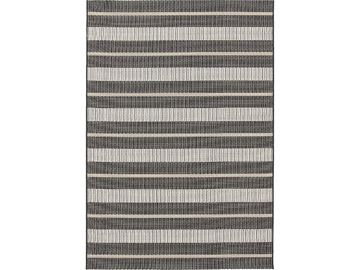 Tapis extérieur 200x290 tissé kilim noir et crème ENANTA 1