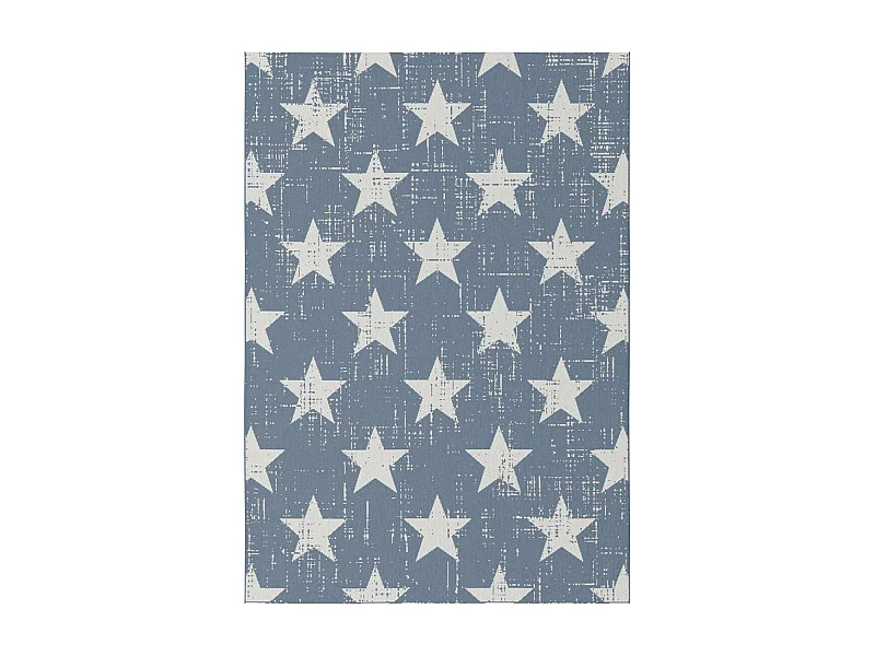 Tapis extérieur 120x170 tissé kilim bleu et crème STALOW 7