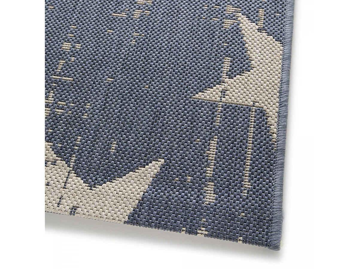 Tapis extérieur 120x170 tissé kilim bleu et crème STALOW 7