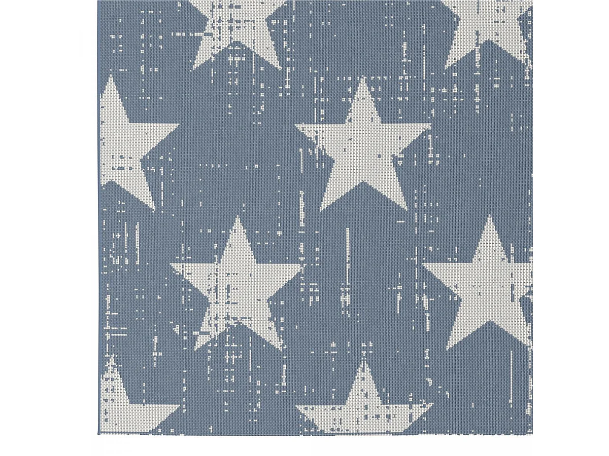 Tapis extérieur 120x170 tissé kilim bleu et crème STALOW 7