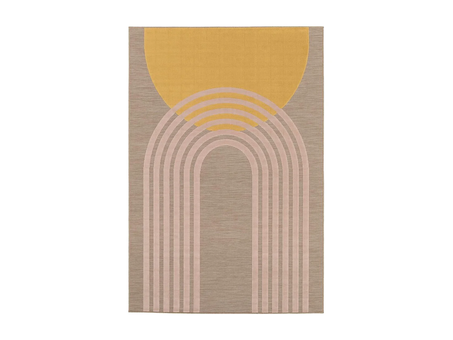 Tapis extérieur 200x290 tissé kilim beige et jaune LUMIERE 8