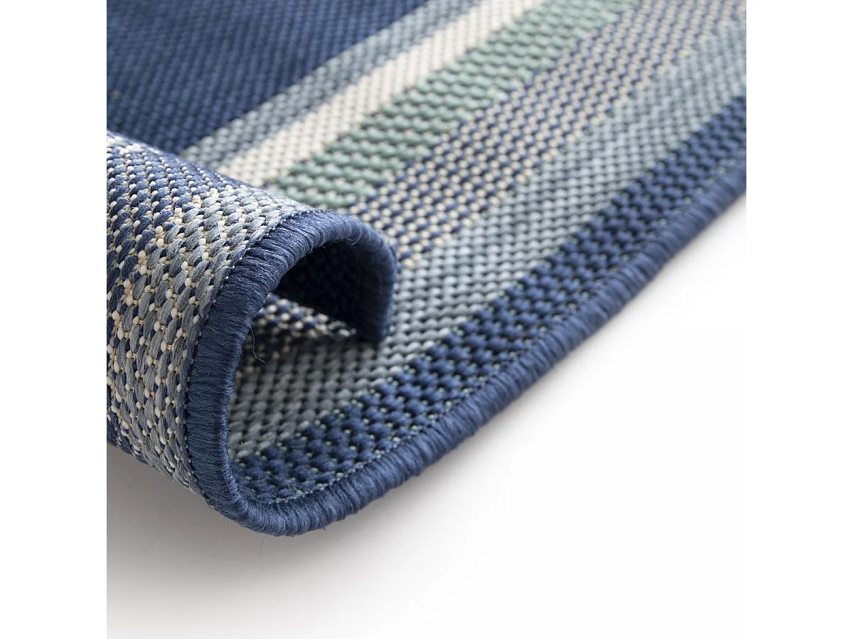 Tapis extérieur 200x290 tissé kilim bleu CASADA 13