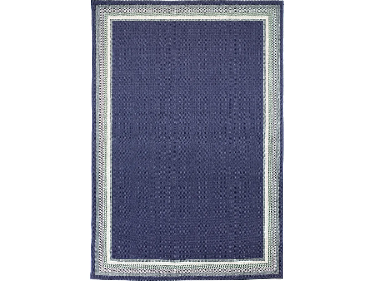 Tapis extérieur 200x290 tissé kilim bleu CASADA 13
