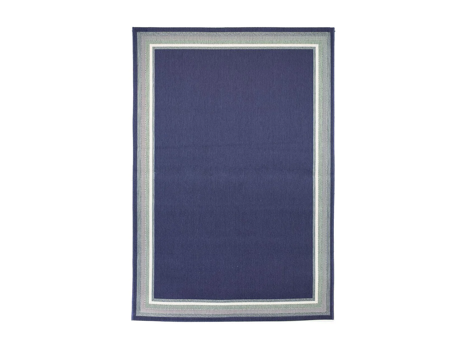 Tapis extérieur 200x290 tissé kilim bleu CASADA 13