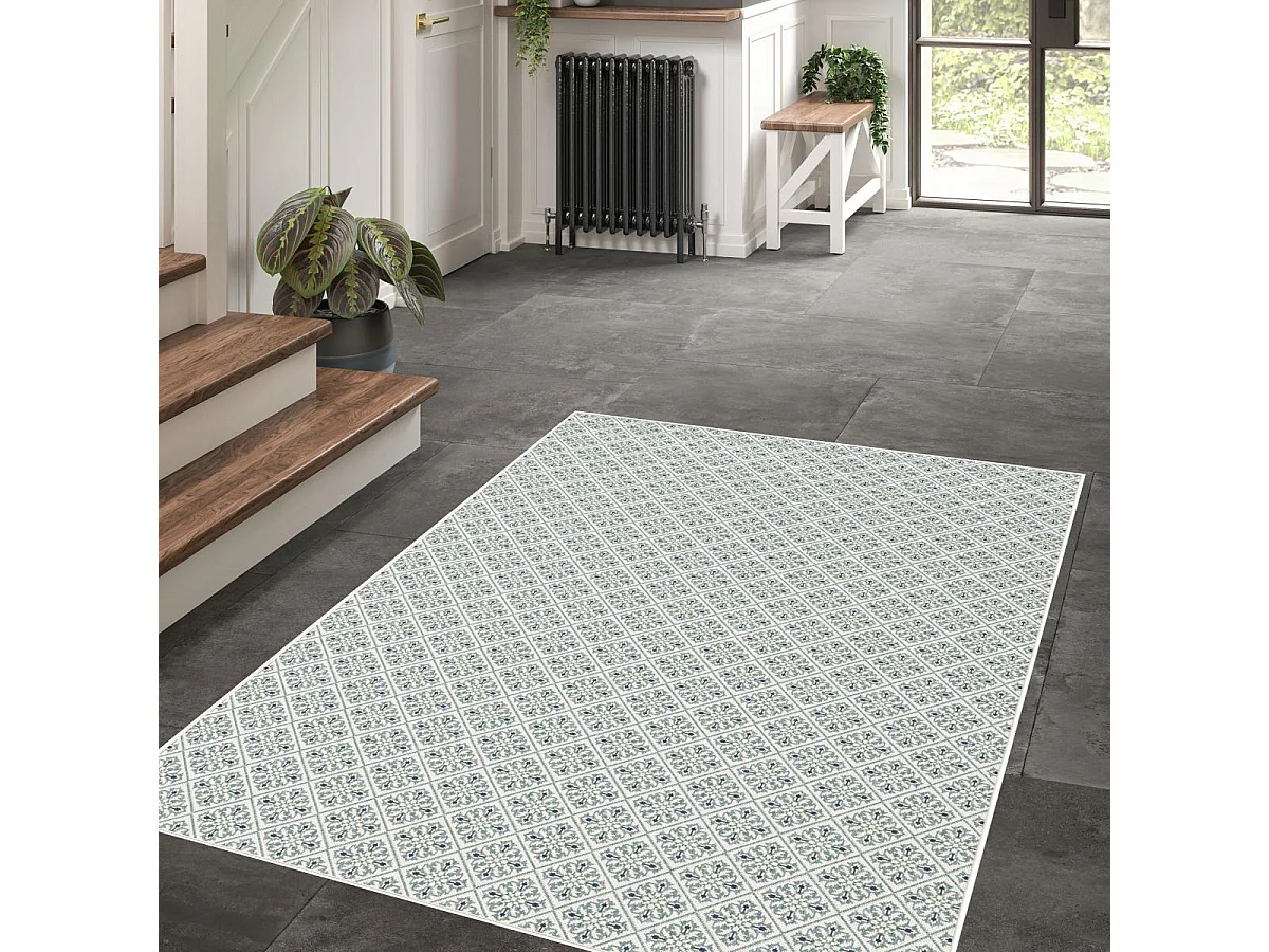 Tapis extérieur 60x180 tissé kilim vert CASADA 10