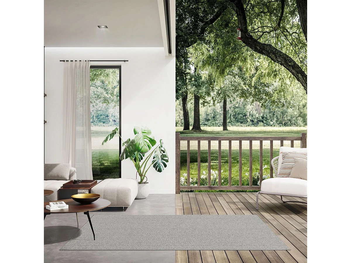 Tapis extérieur 140x200 tissé kilim gris STALOW 5