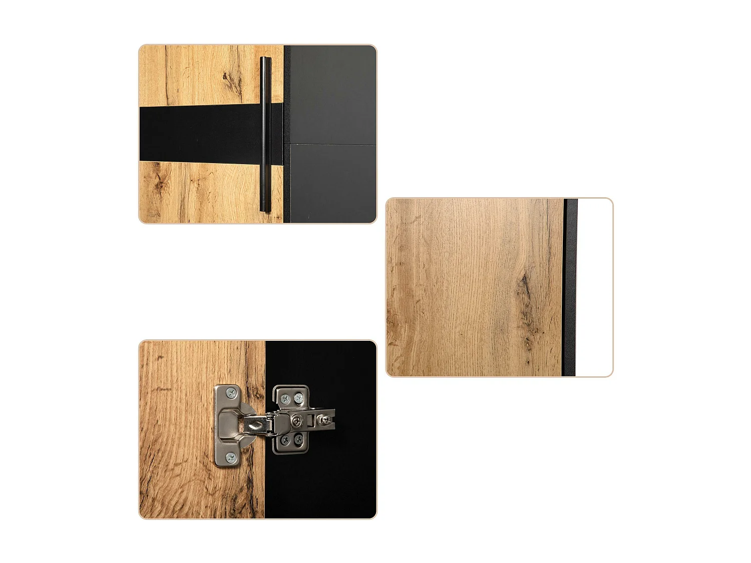 Vestiaire d'entrée avec miroir + armoire + banc à chaussures - style campagnard - naturel foncé