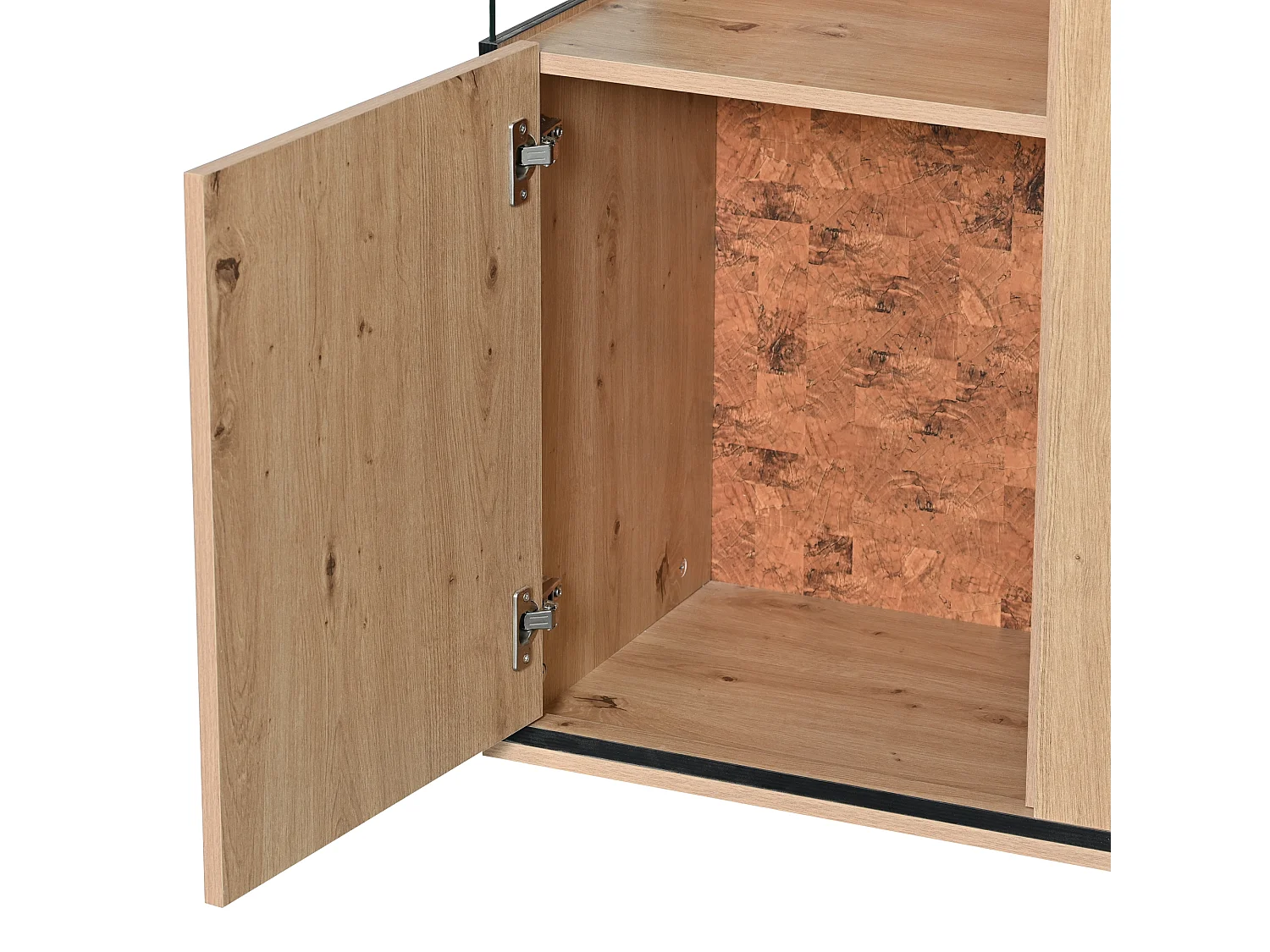 Vitrine H 160cm met LED - 3 deuren en 8 vakken - Naturel