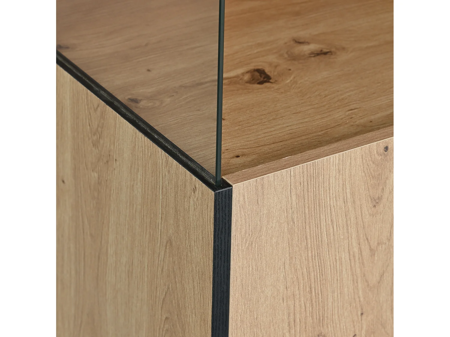 Vitrine style scandinave avec LED - 3 portes 8 compartiments - Naturel