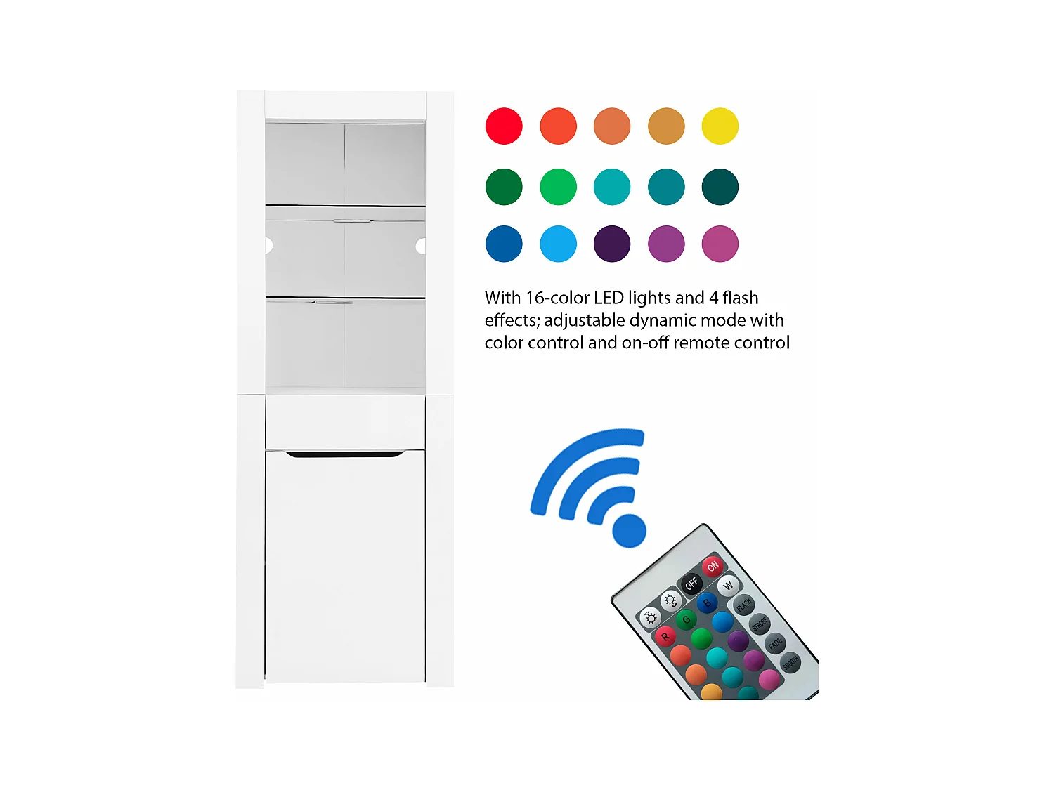 Vitrina con LED - Al. 165 cm - gran espacio de almacenamiento - Blanco