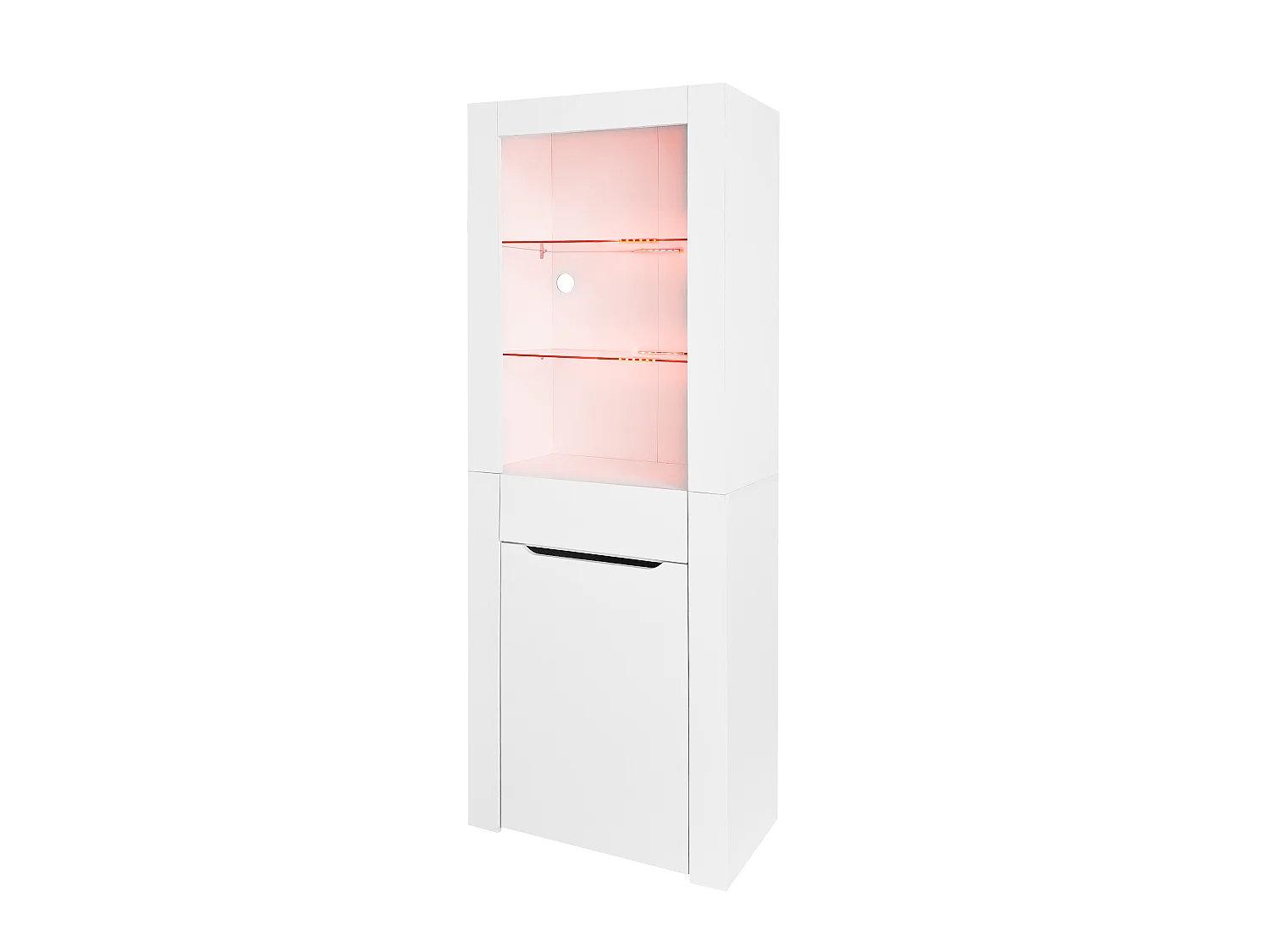 Vitrine avec LED - H 165cm - grand espace de rangement - Blanc