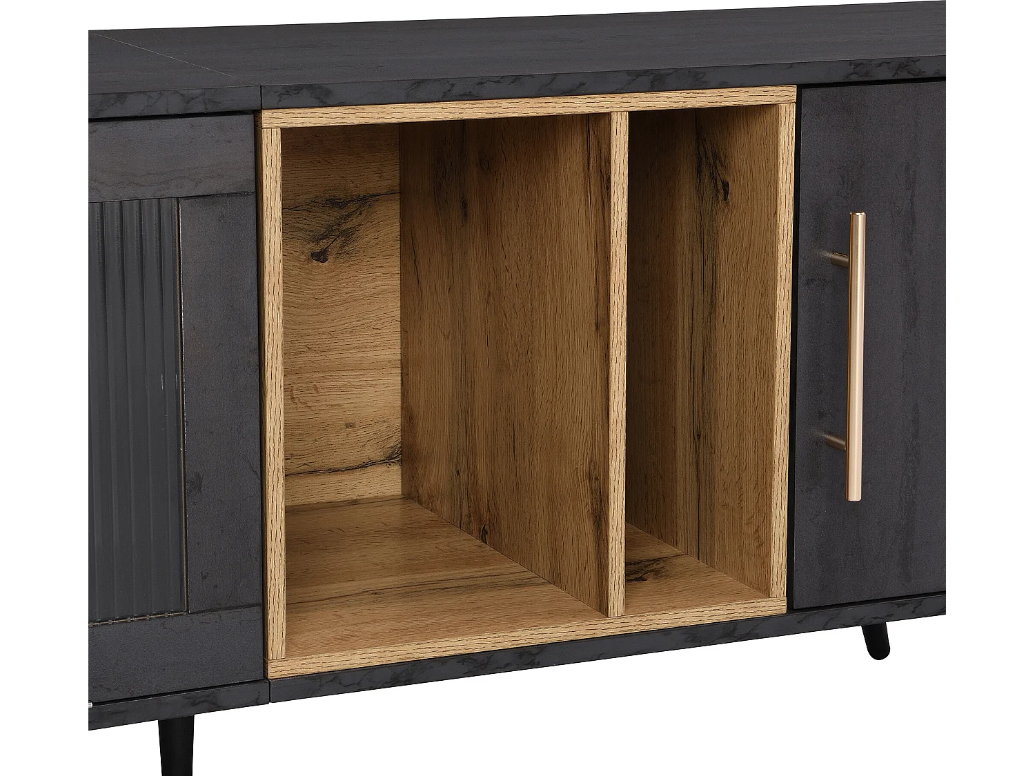 Meuble TV 200cm - adapté pour TV 90" - avec grand espace de rangement - Gris