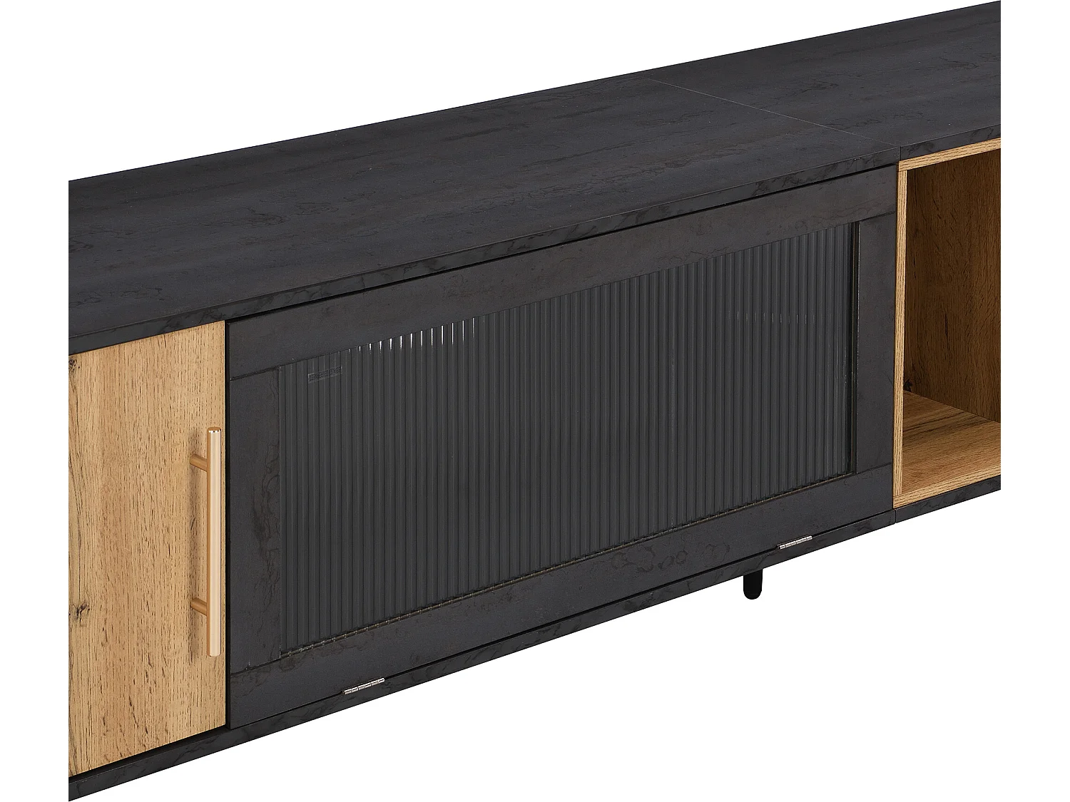 Meuble TV 200cm - adapté pour TV 90" - avec grand espace de rangement - Gris