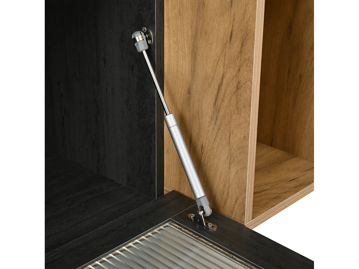 Meuble TV 200cm - adapté pour TV 90" - avec grand espace de rangement - Gris