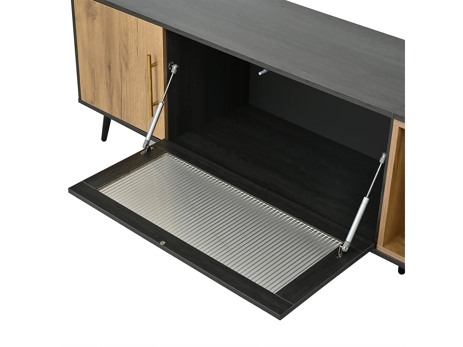 Meuble TV 200cm - adapté pour TV 90" - avec grand espace de rangement - Gris