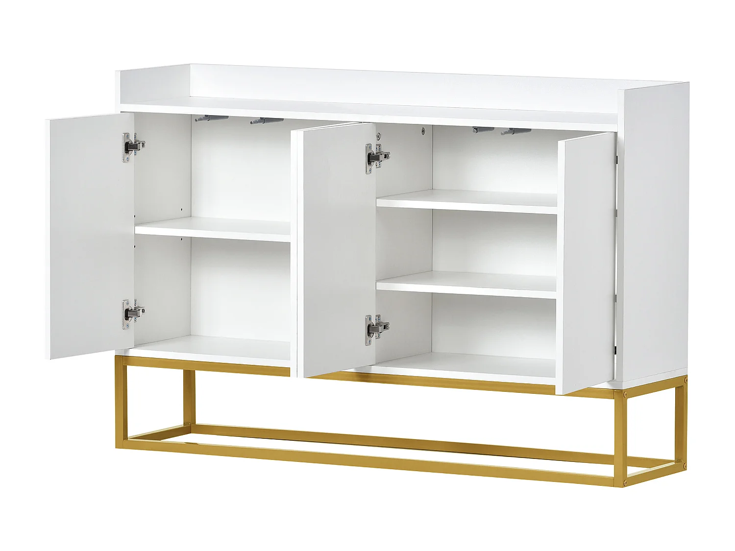 Dressoir met 4 deuren zonder handgreep - eigentijdse stijl - hout + metaal - wit