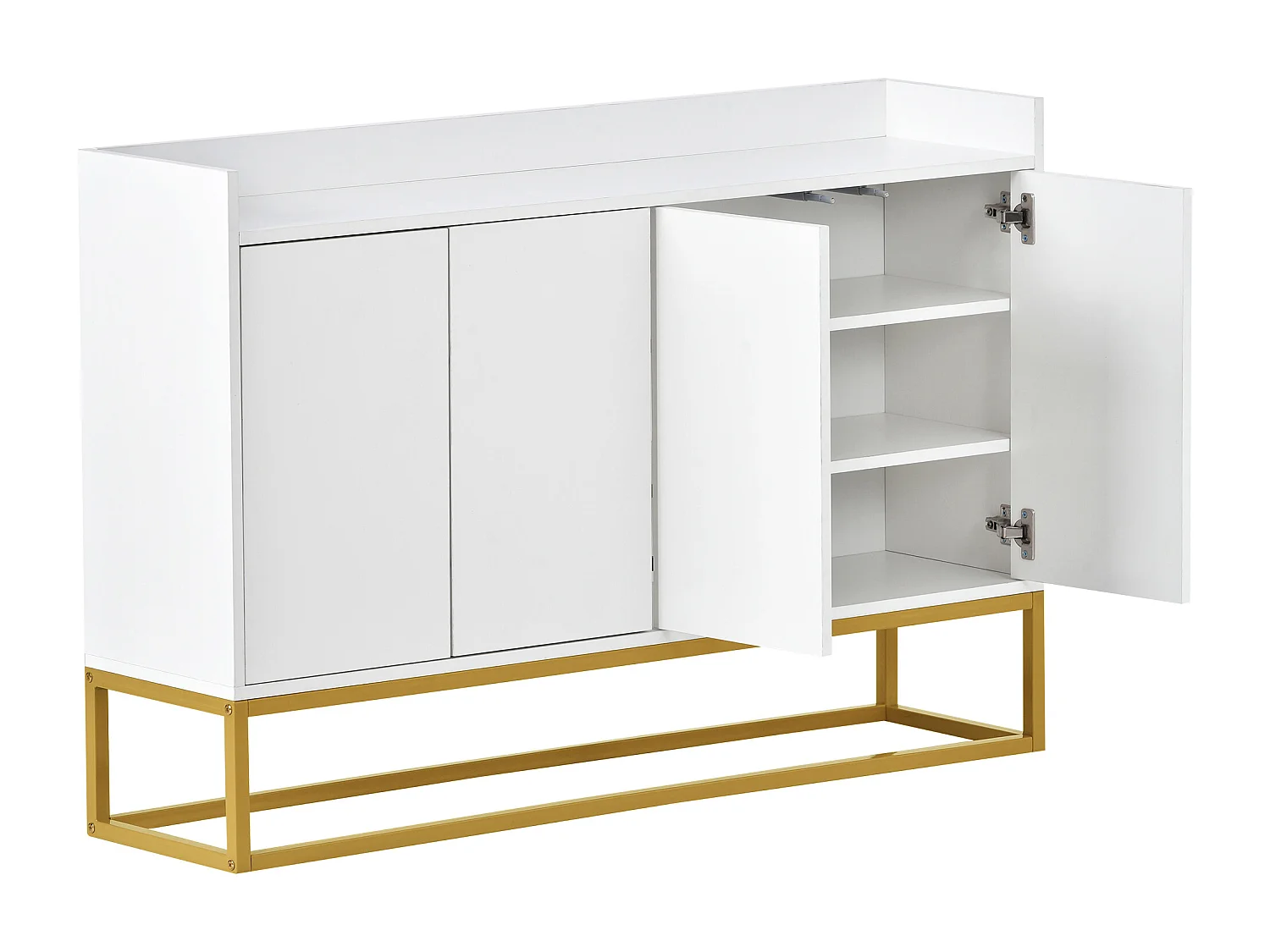 Credenza con 4 ante senza maniglia - stile contemporaneo - legno + metallo - bianco
