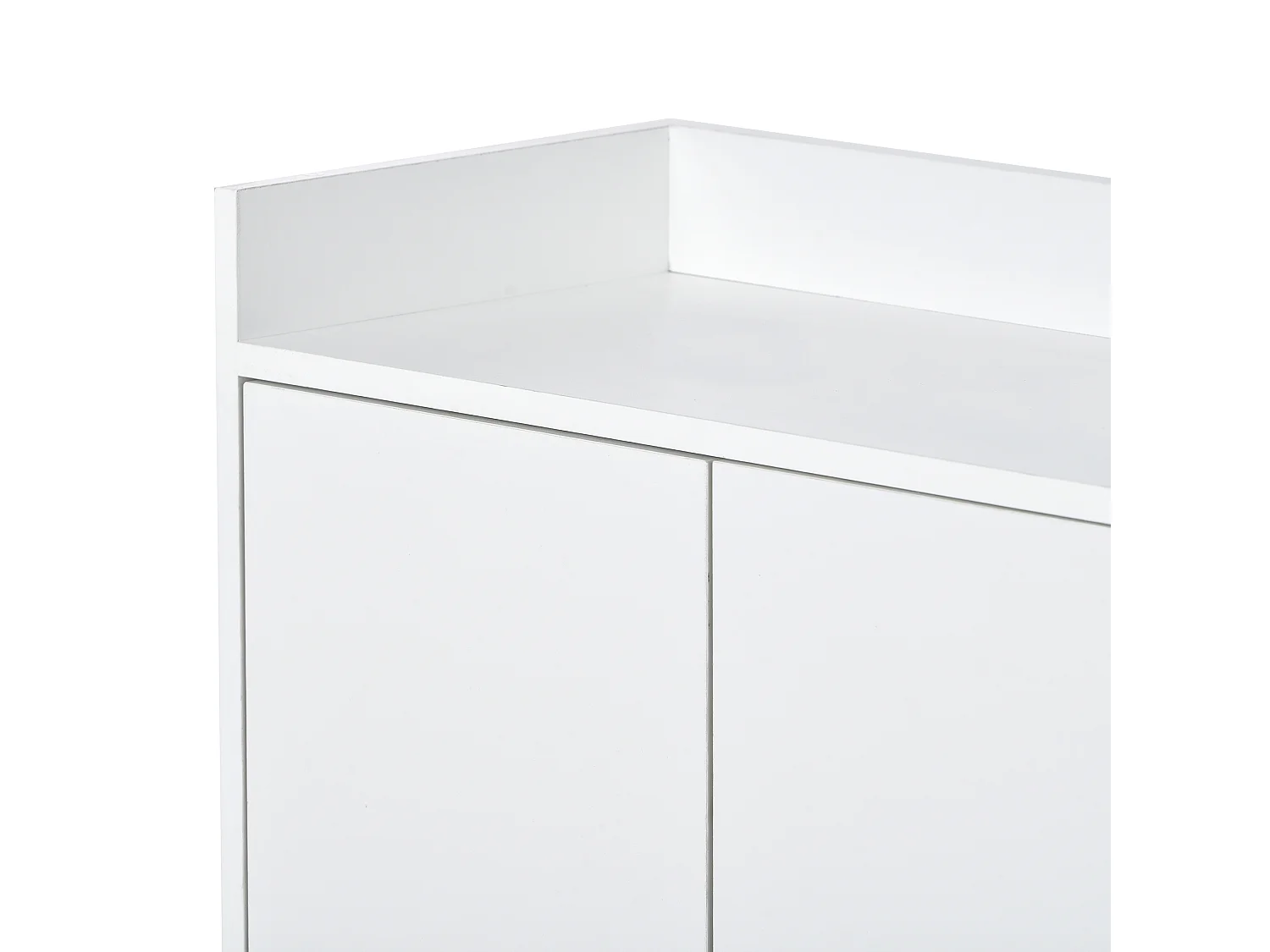 Buffet avec 4 portes sans poignée - style contemporain - bois + métal - blanc