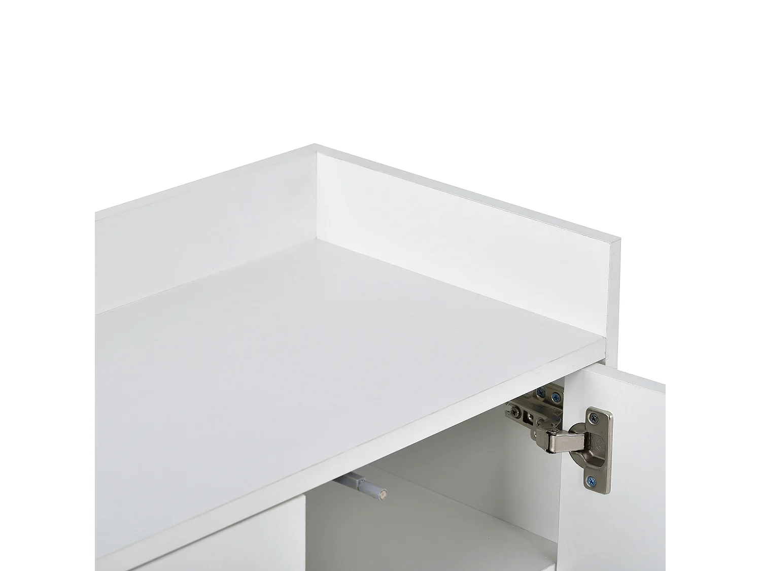 Buffet avec 4 portes sans poignée - style contemporain - bois + métal - blanc