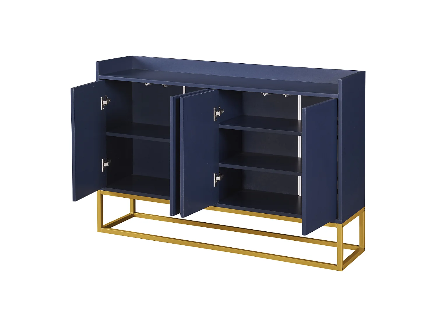Buffet avec 4 portes sans poignée - style contemporain - bois + métal - bleu