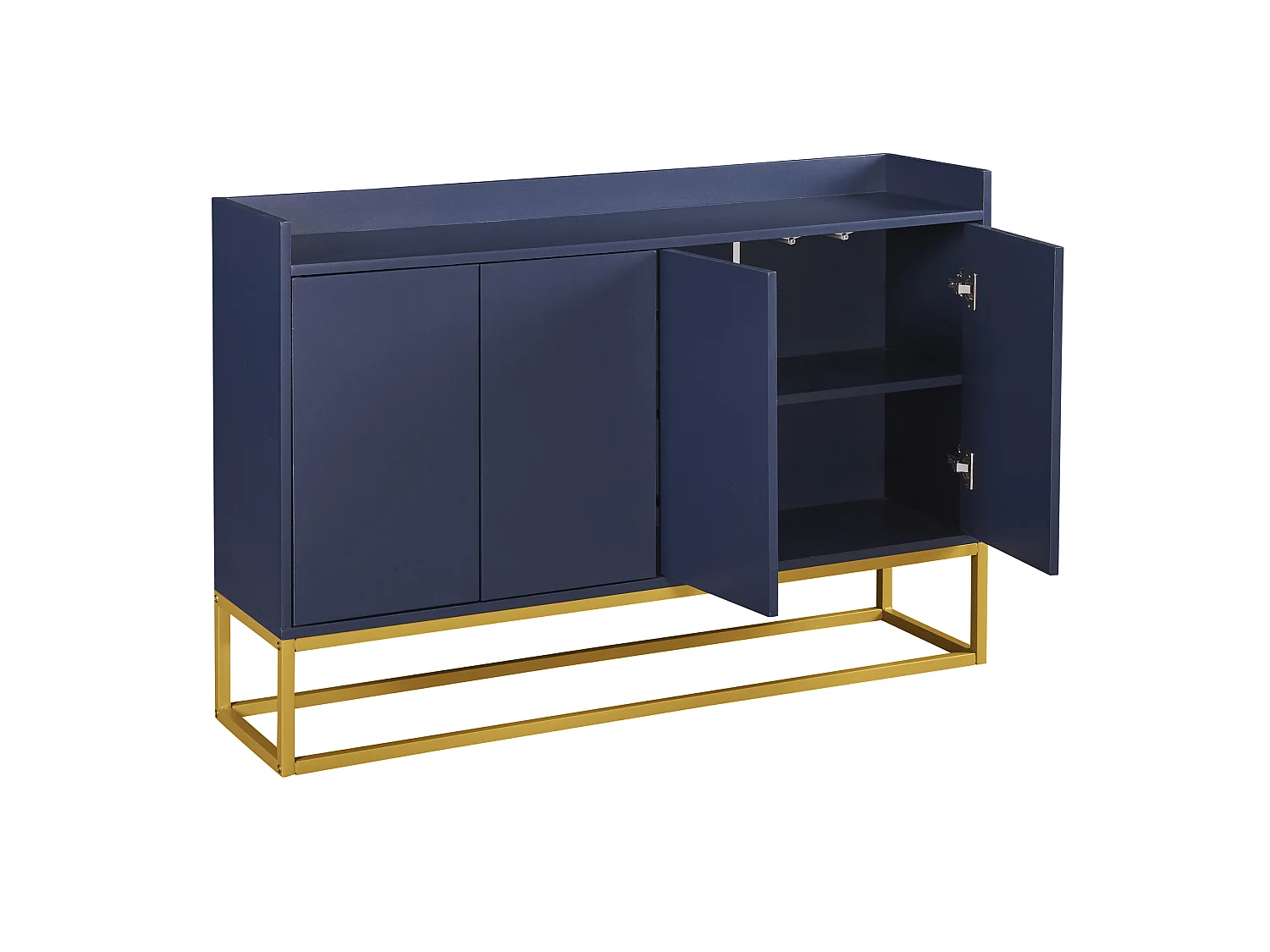 Buffet avec 4 portes sans poignée - style contemporain - bois + métal - bleu